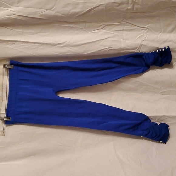 Soho Girls Leggings Size OS Rhinestones Scrunched Blue Pants - Picture 1 of 5